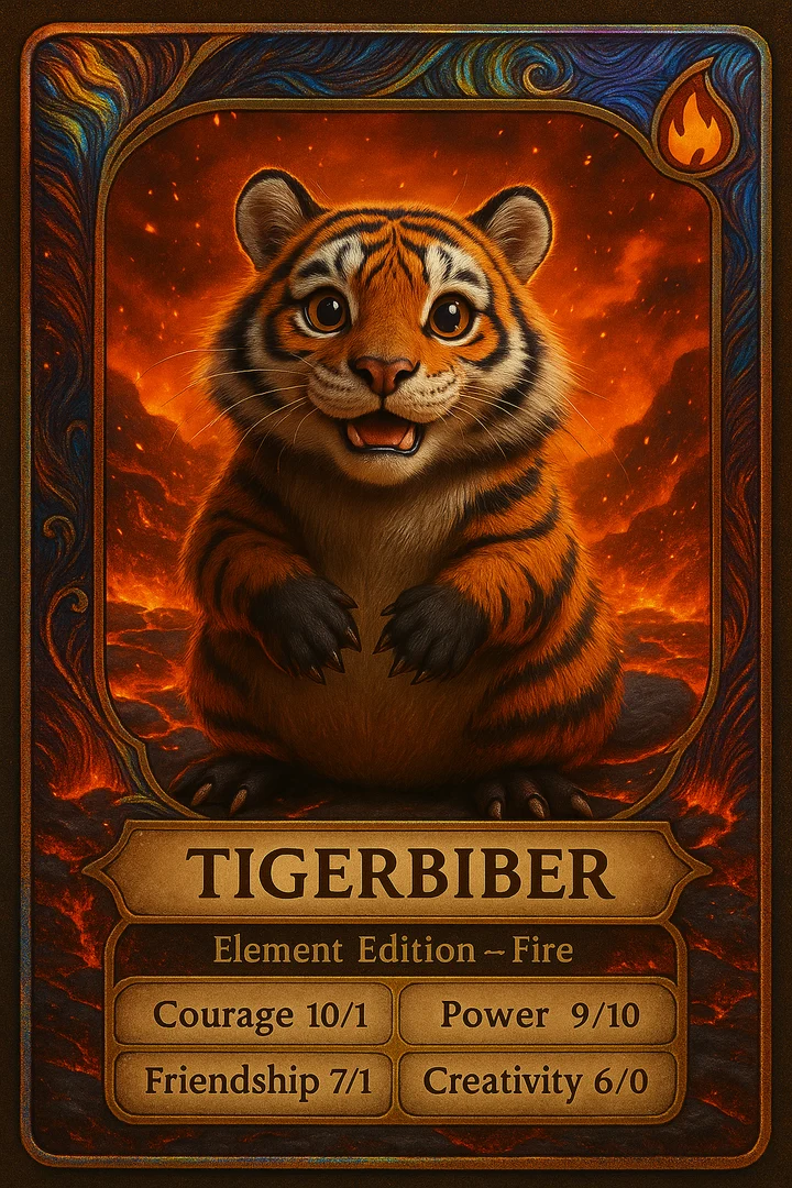 Tigerbiber Sammelkarte Element Feuer