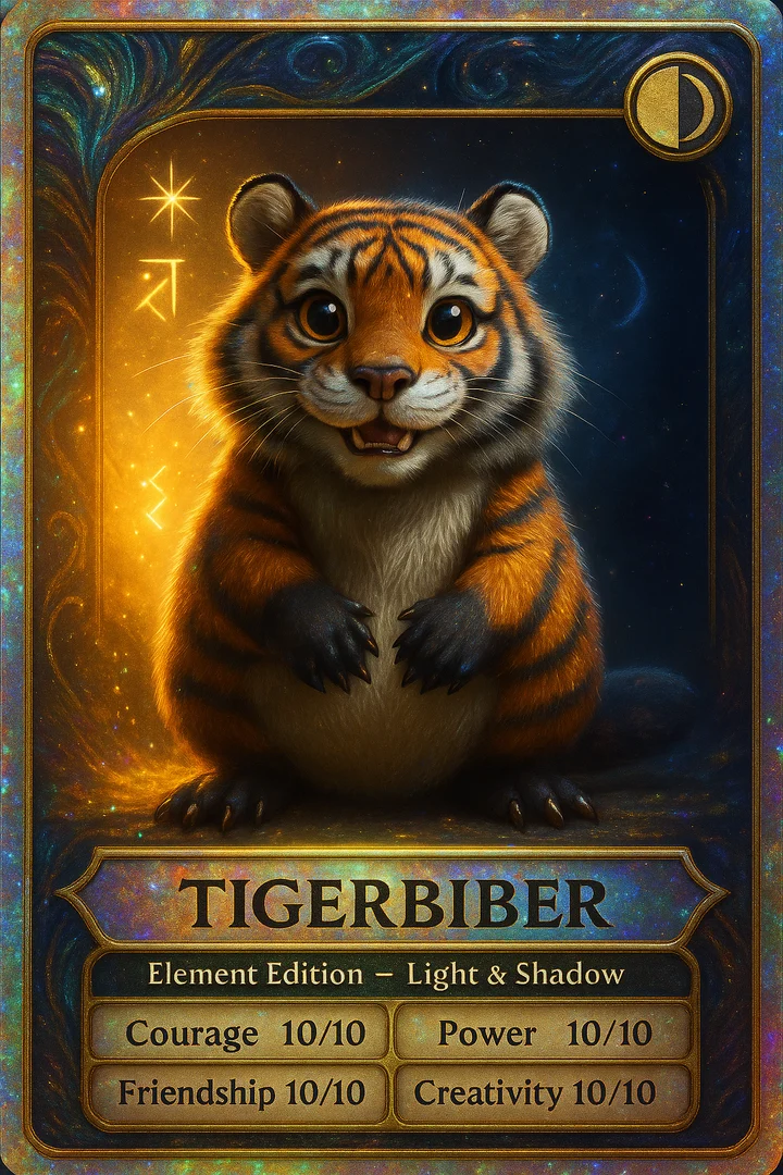 Tigerbiber Sammelkarte Element Licht und Schatten